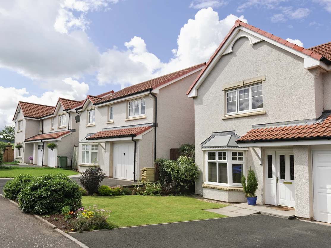exterior house painting contemporary detached cream render brick lower integral garage preston rose decor