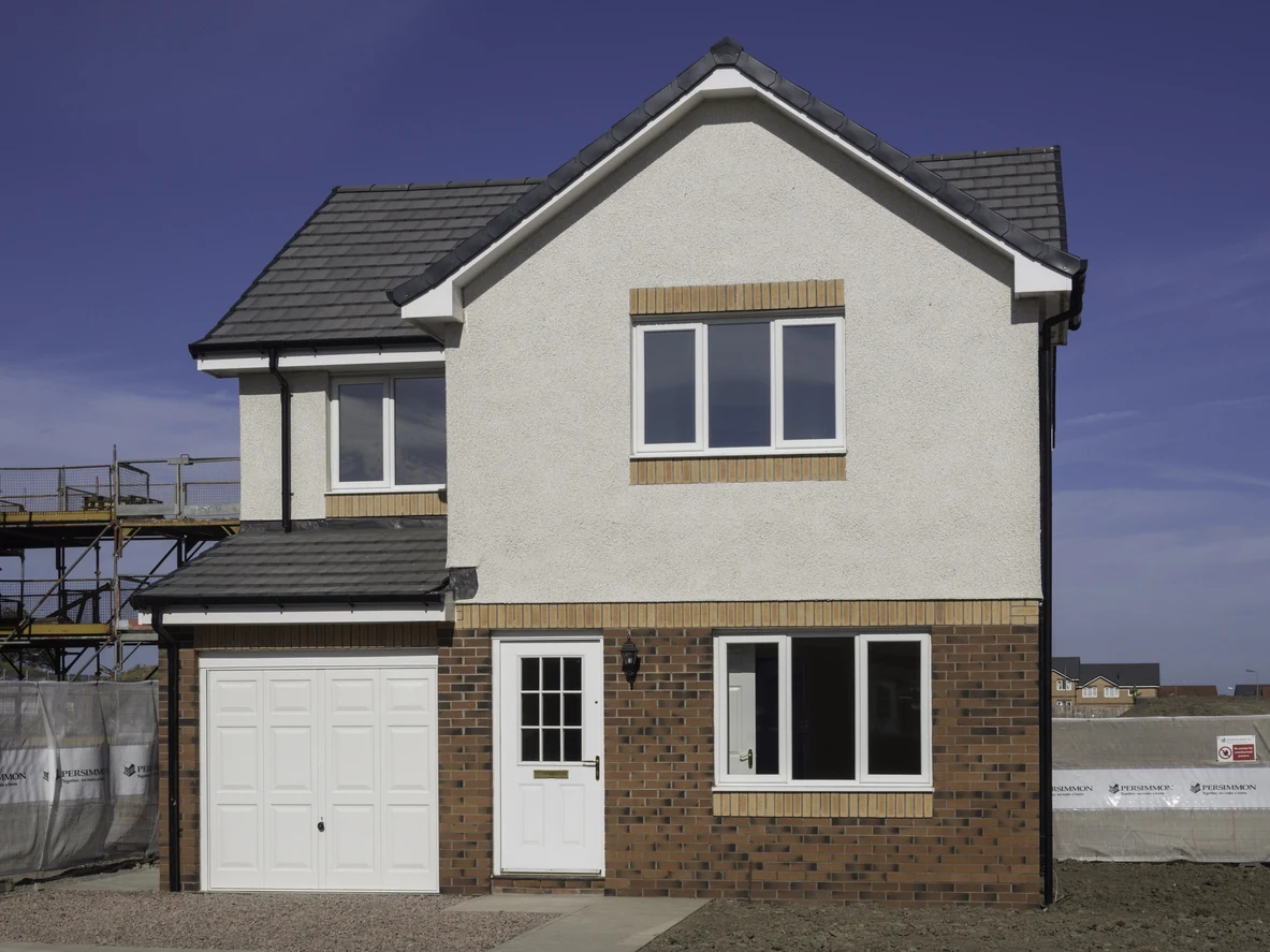 exterior-painting-new-build-detached-white-roughcast-render-red-brick-lower-preston-rose-decor exterior painting new build detached white roughcast render red brick lower preston rose decor