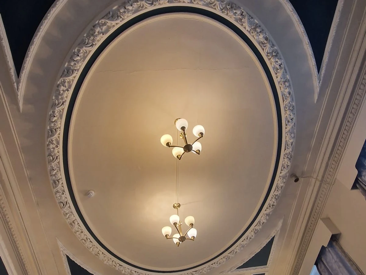 Ornate ceiling plasterwork detail in Preston period property renovation