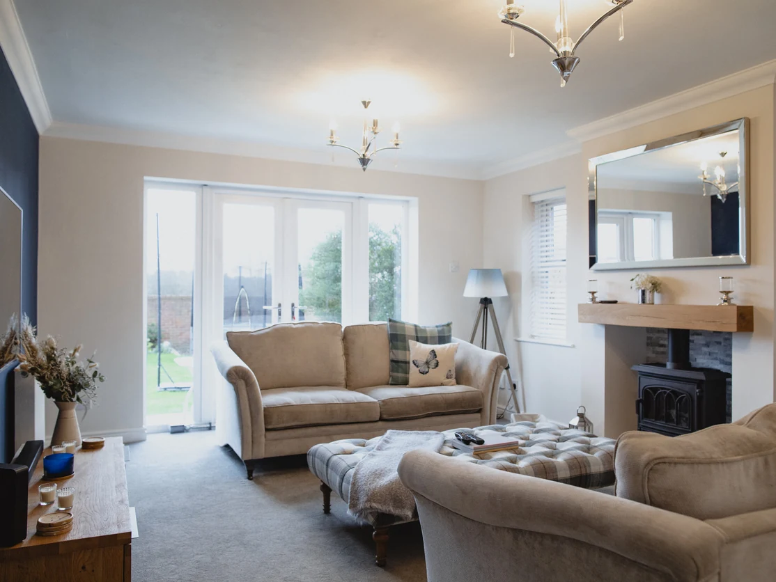 living room painting navy feature wall cream walls fireplace preston rose decor